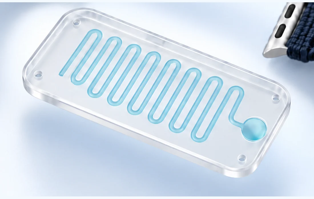 Consumer concept: transparent cartridge with a serpentine reservoir